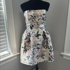 Speechless Strapless Dress with Floral Accents